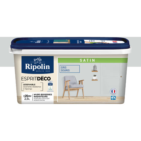 RIPOLIN Peinture murale toutes pièces - Gris souris satiné - 2,5 L (1/5)