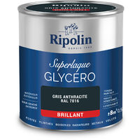 Ripolin – Peinture glycéro 2 en 1 brillant 0,5L – Gris anthracite RAL 7016 – Haute résistance aux chocs et taches – Pour bois et métal
