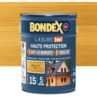 Bondex – Lasure extérieure 2 en 1 haute protection 5 ans – 5L – Chêne clair – Mat velouté – Anti-UV et fongicide
