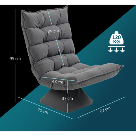 Fauteuil de lecture inclinable pivotant, 62 cm x 70 cm x 95 cm, gris (1/5)