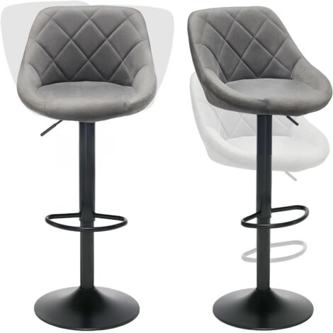 Tabourets de Bar Lot de 2 Pivotants 360° Velours Chaise de Bar Rotative Tabouret de Comptoir Hauteur Réglable Repose-Pieds Base Métallique pour Cuisine Salle à Manger Bar à Domicile Gris 2 Pièces (1/5)