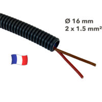 Gaine électrique préfilée 15 mètres diam 16 avec 2 fils Rouge, Marron 1.5 mm² - PREFA ELEC