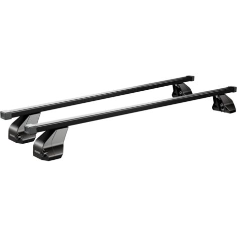 Barres de toit Menabo Omega XL en acier noir 150 cm + pieds de fixation (1/5)