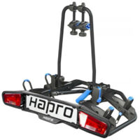 Porte-vélos basculable pour 2 vélos jusqu'à 60 kg – Compatible vélos électriques – Installation rapide sur attelage – Verrouillable et repliable – Hapro