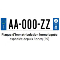 Plaque d'immatriculation homologuée en aluminium