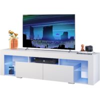 LED TV Cabinet 160 cm White Modern TV Stand with Storage