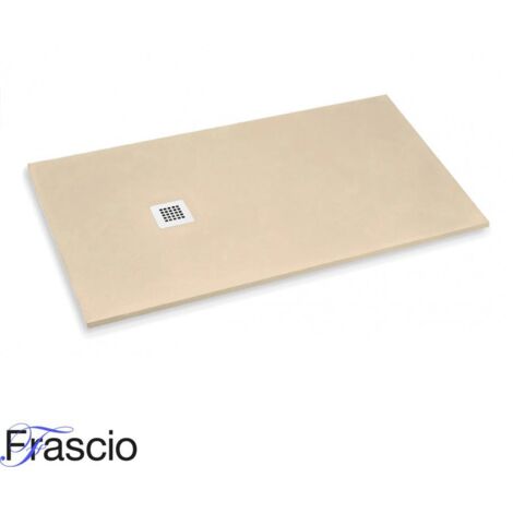 Duschwanne 100X145 cm Vulcano Line Slim Hellelfenbein Ral 1015 aus Kunstharz und Marmorpulver mit freiem Abfluss - FRASCIO (1/4)
