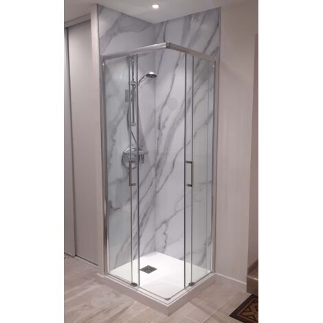Duschkabine 90x130 cm Ecköffnung mit Easy Entry Höhe 200cm aus gehärtetem Glas - FRASCIO