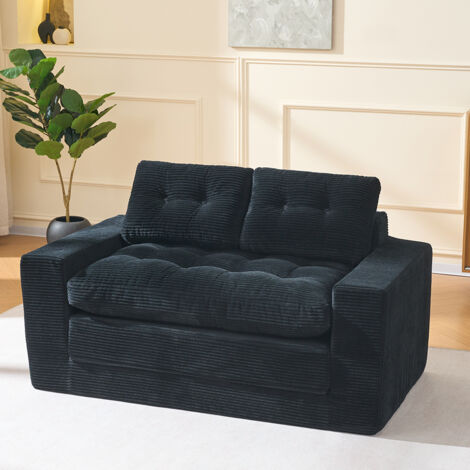 Canapé-lit Convertible, canapé modulairee dossier haute, Lit d'Appoint Surface de Couchage 105x200CM,Noir (1/5)