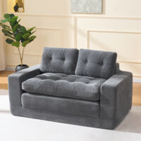 Canapé-lit Convertible, canapé modulairee dossier haute, Lit d'Appoint Surface de Couchage 105x200CM,gris