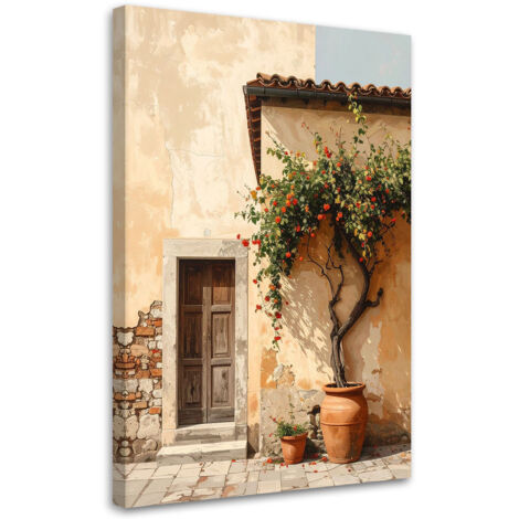 Quadro su tela, Pittoresca strada toscana con fiori, 20x30 (1/5)