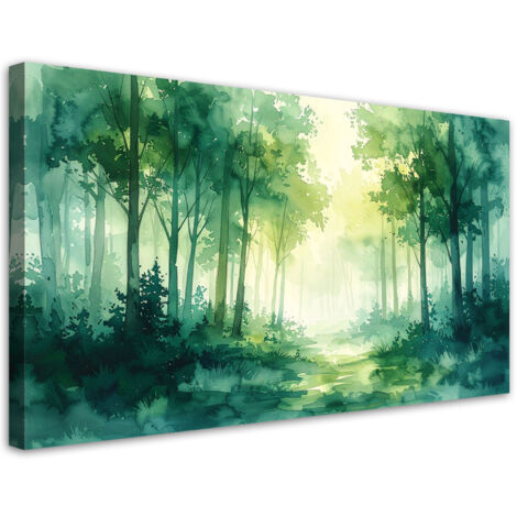 Stampe su Tela, Foresta verde nebbiosa Paesaggio forestale, 80x40 (1/5)