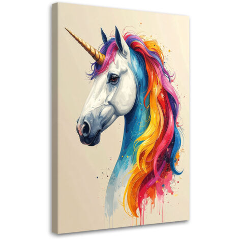 Stampe su Tela, Unicorno colorato animali, 40x60