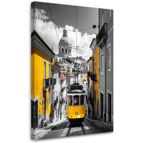 Stampe su Tela, Tram giallo per le strade di Lisbona, 20x30 (1/5)