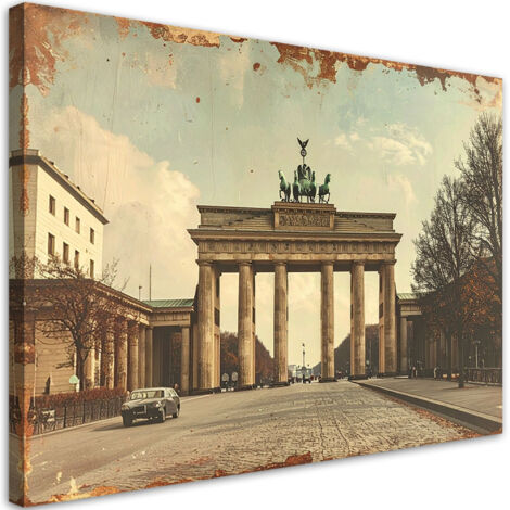 Stampe su Tela, Porta di Brandeburgo di Berlino in stile retrò, 90x60 (1/5)