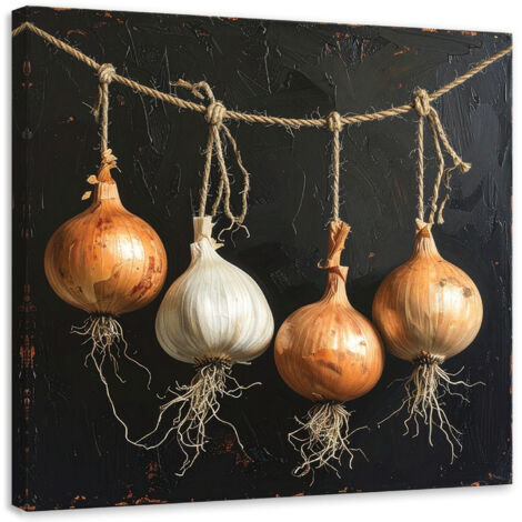 Quadro su tela, Verdure a forma di cipolla appese, 20x20 (1/5)