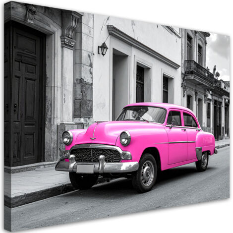 Stampe su Tela, Auto d'epoca classica parcheggiata su una strada dell'Avana, 100x70