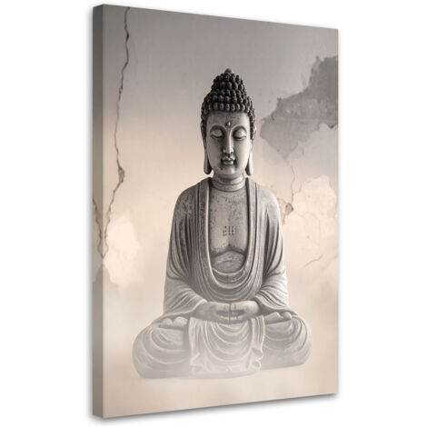 Stampe su Tela, Buddha meditante zen spa beige, 30x45