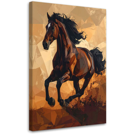 Quadro su tela, Cavallo marrone al galoppo al tramonto, 60x90 (1/5)