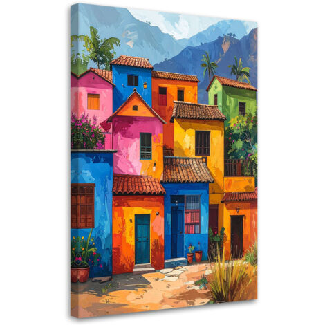 Quadro su tela, Città colorata tra le montagne, 20x30 (1/5)