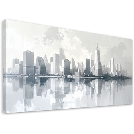Quadro su tela, Grattacieli di New York Architettura della città bianca, 80x40 (1/5)