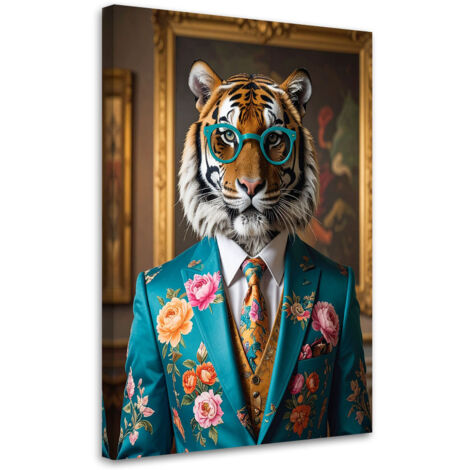 Quadro su tela, Tigre in abito colorato glamour, 80x120 (1/5)