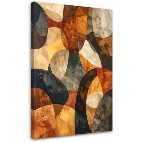 Quadro su tela, Astrattismo geometrico nei toni del beige oro e marrone rossiccio, 20x30 (1/5)