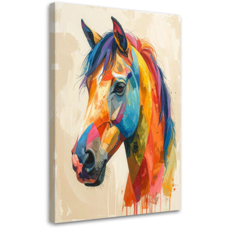 Quadro su tela, Testa di cavallo colorata animali, 30x45 (1/5)