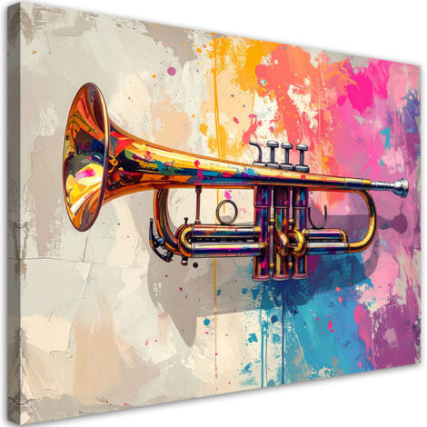 Quadro su tela, Tromba colorata musica, 60x40 (1/5)