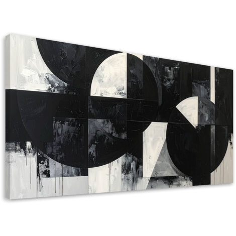 Quadro su tela, Astrattismo geometrico bianco nero, 80x40 (1/5)