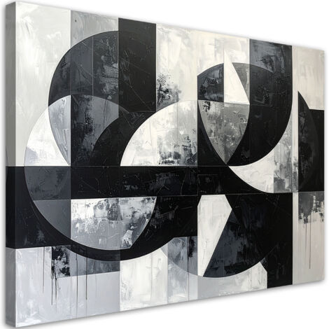Stampe su Tela, Cerchi astratti forme texture bianco e nero, 30x20 (1/5)