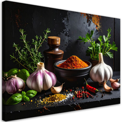 Stampe su Tela, Spezie ed erbe aromatiche con aglio, 30x20 (1/5)