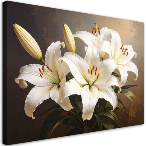 Quadro su tela, Gigli bianchi fiori natura, 90x60 (1/5)