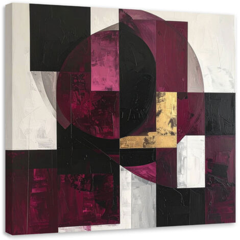 Quadro su tela, Astrattismo geometrico nei toni del bordeaux, 20x20 (1/5)