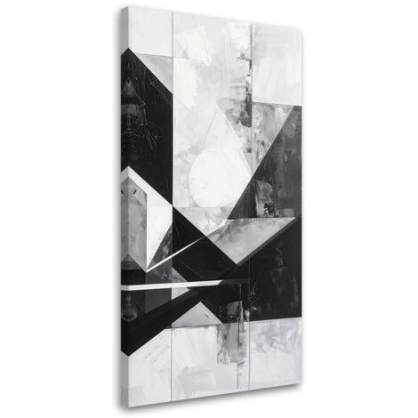 Quadro su tela, Astrattismo geometrico bianco e nero, 40x80 (1/5)