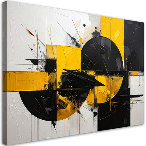Stampe su Tela, Astratto texture figure geometriche giallo, 60x40 (1/5)