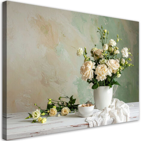 Stampe su Tela, Fiori shabby chic bouquet di rose su sfondo pastello, 30x20 (1/5)