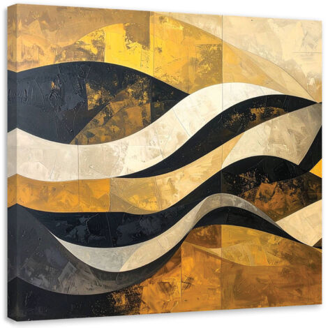 Stampe su Tela, Astrattismo linee forme giallo nero oro, 20x20 (1/5)