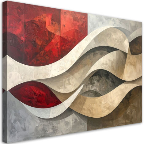 Stampe su Tela, Astrattismo linee texture beige rosso, 45x30 (1/5)