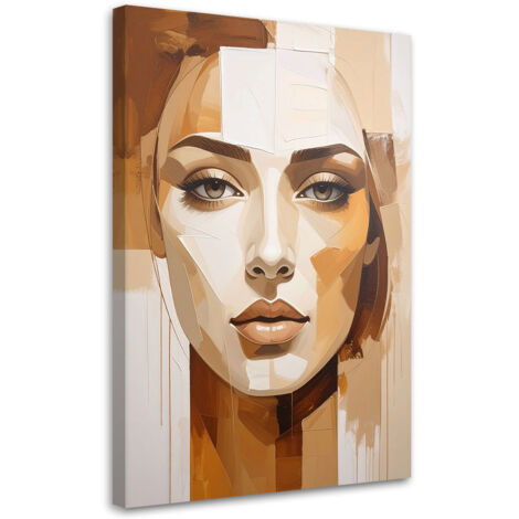 Quadro su tela, Ritratto donna astrattismo beige, 30x45 (1/5)