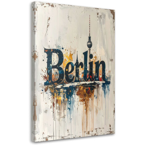 Quadro su tela, Berlino Scritta tipografica imitazione vernice, 20x30 (1/5)