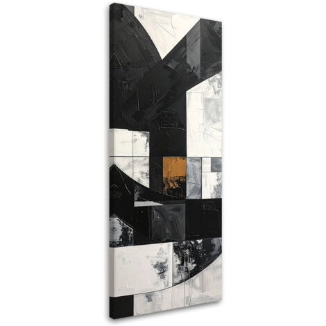 Quadro su tela, Forme geometriche astratte bianco e nero, 30x90 (1/5)