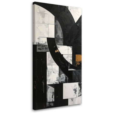 Quadro su tela, Forme geometriche astratte bianco e nero, 40x80 (1/5)