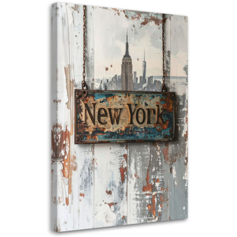 Quadro su tela, New York Scritta tipografica vintage, 20x30 (1/5)