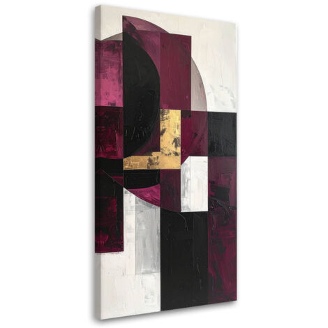 Stampe su Tela, Astrattismo geometrico nei toni del bordeaux, 40x80 (1/5)