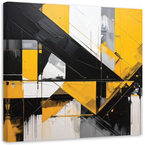 Stampe su Tela, Forme geometriche astratte giallo nero, 20x20 (1/5)