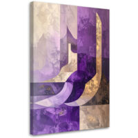 Quadro su tela, Imitazione pittura astratta viola beige, 70x100