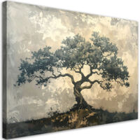 Quadro su tela, Albero grunge natura beige grigio, 45x30
