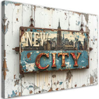 Stampe su Tela, Insegna New York Vintage, 30x20