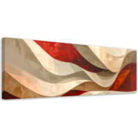 Quadro su tela, Onde astratte nei toni del rosso e del beige, 90x30